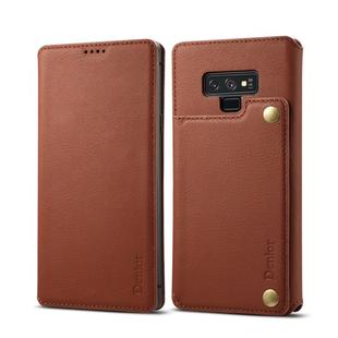 For Galaxy Note9 Denior V4 Luxury Car Cowhide Horizontal Flip Leather Case with Holder & Card Slots & Wallet(Brown)