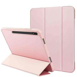 For Samsung Galaxy Tab S8 / X700 3-folding Honeycomb TPU Smart Leather Tablet Case(Pink)