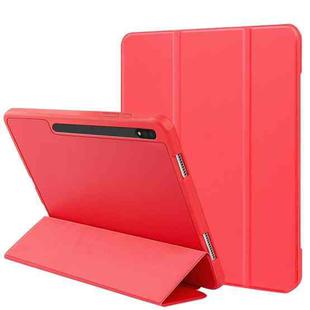 For Samsung Galaxy Tab S8 Ultra / X900 3-folding Honeycomb TPU Smart Leather Tablet Case(Red)