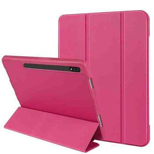 For Samsung Galaxy Tab S8 Ultra / X900 3-folding Honeycomb TPU Smart Leather Tablet Case(Rose Red)