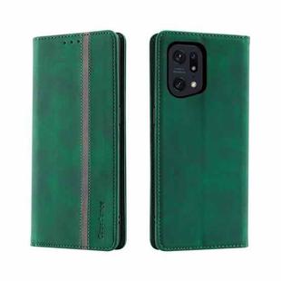 For OPPO Find X5 / X5 Pro Splicing Skin Feel Magnetic Leather Phone Case(Green)