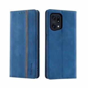 For OPPO Find X5 / X5 Pro Splicing Skin Feel Magnetic Leather Phone Case(Blue)