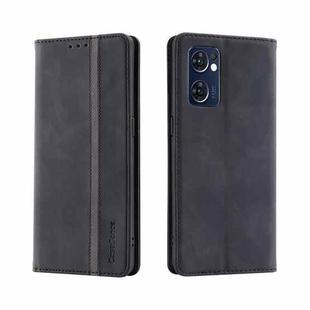 For OPPO Find X5 Lite Splicing Skin Feel Magnetic Leather Phone Case(Black)