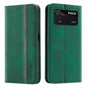 For Xiaomi Poco M4 Pro 4G International Version Splicing Skin Feel Magnetic Leather Phone Case(Green)