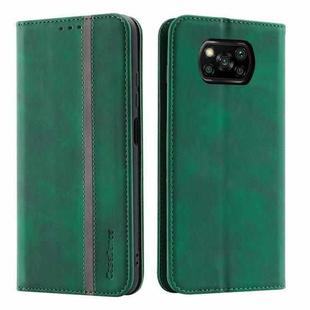 For Xiaomi Poco X3 / X3 Pro Splicing Skin Feel Magnetic Leather Phone Case(Green)