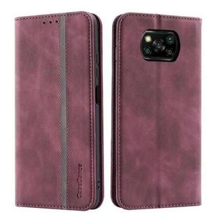 For Xiaomi Poco X3 / X3 Pro Splicing Skin Feel Magnetic Leather Phone Case(Wine Red)