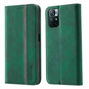 For Xiaomi Redmi Note 11 5G CN Version Splicing Skin Feel Magnetic Leather Phone Case(Green)