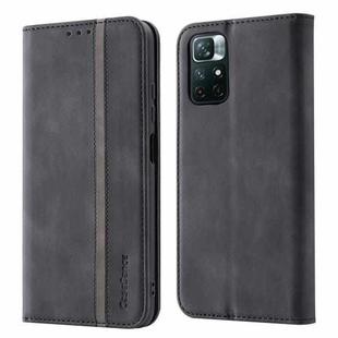 For Xiaomi Redmi Note 11 5G CN Version Splicing Skin Feel Magnetic Leather Phone Case(Black)