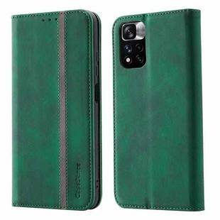 For Xiaomi Redmi Note 11 Pro 5G CN Version Splicing Skin Feel Magnetic Leather Phone Case(Green)