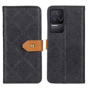 For Xiaomi Redmi K50 / K50 Pro European Floral Embossed Leather Phone Case(Black)