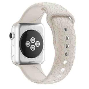 Leopard Embossing Silicone Watch Band For Apple Watch Series 8&7 41mm / SE 2&6&SE&5&4 40mm / 3&2&1 38mm(Beige White)