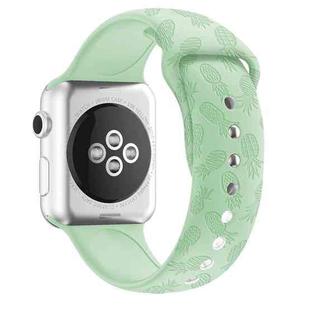 Pineapple Embossing Silicone Watch Band For Apple Watch Series 8&7 41mm / SE 2&6&SE&5&4 40mm / 3&2&1 38mm(Light Green)