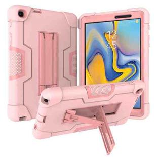 For Galaxy Tab A 8.0 & S Pen (2019) P200 Contrast Color Silicone + PC Combination Case with Holder(Rose Gold)