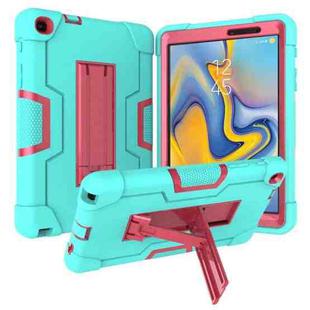 For Galaxy Tab A 8.0 & S Pen (2019) P200 Contrast Color Silicone + PC Combination Case with Holder(Aqua + Rose Red)