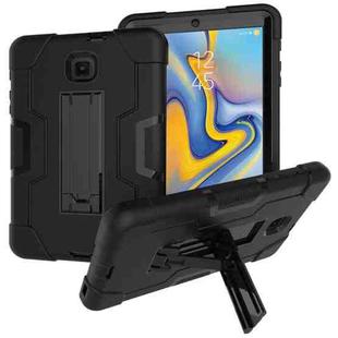 For Galaxy Tab A 8.0 (2018) T387  Contrast Color Silicone + PC Combination Case with Holder(Black)