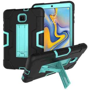For Galaxy Tab A 8.0 (2018) T387  Contrast Color Silicone + PC Combination Case with Holder(Black + Aqua)
