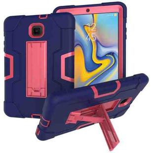 For Galaxy Tab A 8.0 (2018) T387  Contrast Color Silicone + PC Combination Case with Holder(Navy Blue + Rose Red)