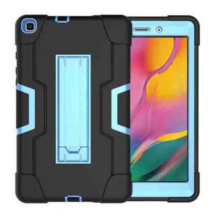 For Galaxy Tab A 8.0 (2019) T290  Contrast Color Silicone + PC Combination Case with Holder(Black + Blue)