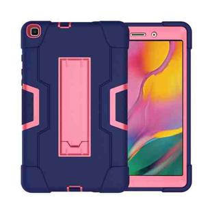 For Galaxy Tab A 8.0 (2019) T290  Contrast Color Silicone + PC Combination Case with Holder(Navy Blue + Rose Red)
