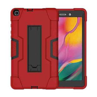 For Galaxy Tab A 8.0 (2019) T290  Contrast Color Silicone + PC Combination Case with Holder(Red + Black)