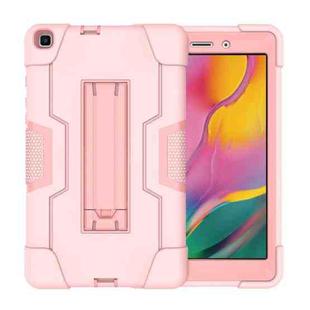 For Galaxy Tab A 8.0 (2019) T290  Contrast Color Silicone + PC Combination Case with Holder(Rose Gold)