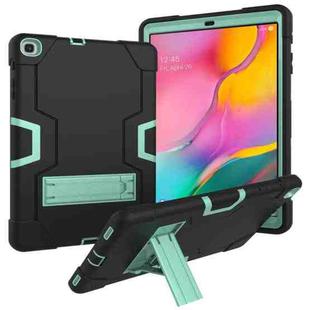 For Galaxy Tab A 10.1 (2019) T510 Contrast Color Silicone + PC Combination Case with Holder(Black + Aqua)