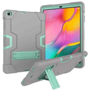 For Galaxy Tab A 10.1 (2019) T510 Contrast Color Silicone + PC Combination Case with Holder(Grey + Aqua)