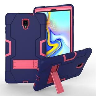 For Galaxy Tab A 10.5 T590  Contrast Color Silicone + PC Combination Case with Holder(Navy Blue + Rose Red)