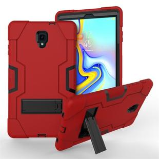 For Galaxy Tab A 10.5 T590  Contrast Color Silicone + PC Combination Case with Holder(Red + Black)