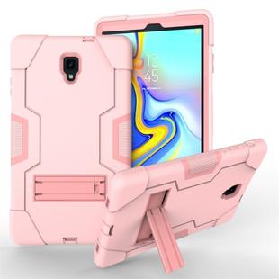 For Galaxy Tab A 10.5 T590  Contrast Color Silicone + PC Combination Case with Holder(Rose Gold)