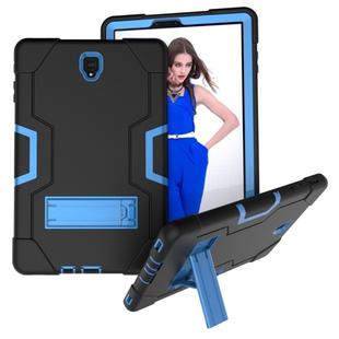 For Galaxy Tab S4 10.5 T830 Contrast Color Silicone + PC Combination Case with Holder(Black + Blue)