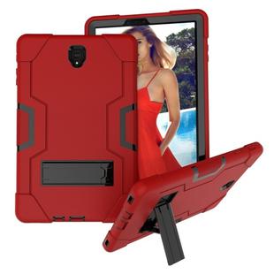 For Galaxy Tab S4 10.5 T830 Contrast Color Silicone + PC Combination Case with Holder(Red + Black)