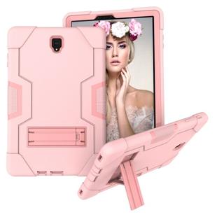 For Galaxy Tab S4 10.5 T830 Contrast Color Silicone + PC Combination Case with Holder(Rose Gold)