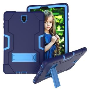 For Galaxy Tab S4 10.5 T830 Contrast Color Silicone + PC Combination Case with Holder(Navy Blue + Blue)