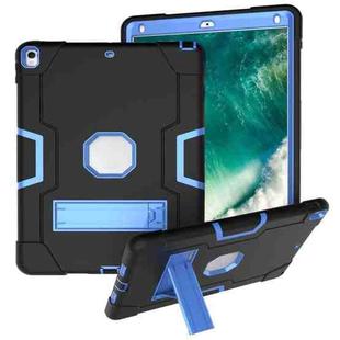 For iPad 10.5 Contrast Color Silicone + PC Combination Case with Holder(Black + Blue)