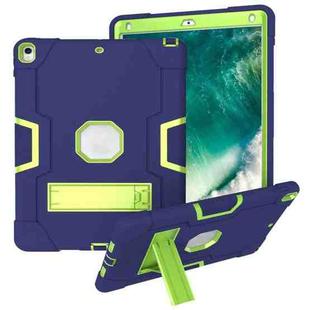 For iPad 10.5 Contrast Color Silicone + PC Combination Case with Holder(Navy Blue +Olivine)
