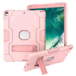 For iPad 10.5 Contrast Color Silicone + PC Combination Case with Holder(Rose Gold)