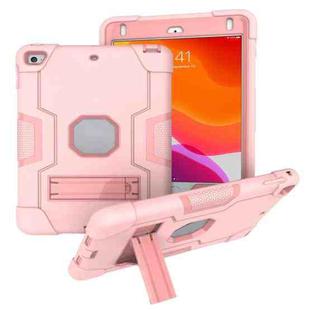 For iPad Mini 5 / 4 Contrast Color Silicone + PC Combination Case with Holder(Rose Gold)