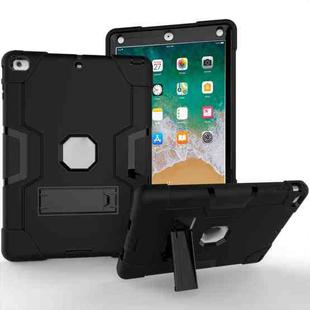 For iPad Air Contrast Color Silicone + PC Combination Case with Holder(Black)