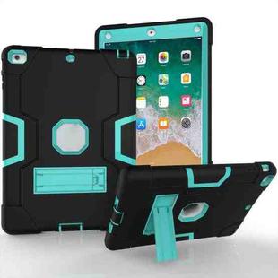 For iPad Air Contrast Color Silicone + PC Combination Case with Holder(Black + Aqua)