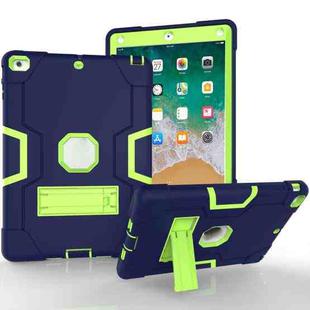 For iPad Air Contrast Color Silicone + PC Combination Case with Holder(Navy Blue +Olivine)