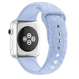 Flamingo Embossing Silicone Watch Band For Apple Watch Series 8&7 41mm / SE 2&6&SE&5&4 40mm / 3&2&1 38mm(Grey Blue)