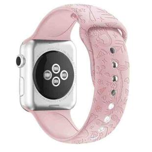 Flamingo Embossing Silicone Watch Band For Apple Watch Ultra 49mm / Series 8&7 45mm / SE 2&6&SE&5&4 44mm / 3&2&1 42mm(Retro Rose)