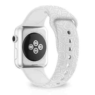 Rose Embossing Silicone Watch Band For Apple Watch Series 8&7 41mm / SE 2&6&SE&5&4 40mm / 3&2&1 38mm(White)