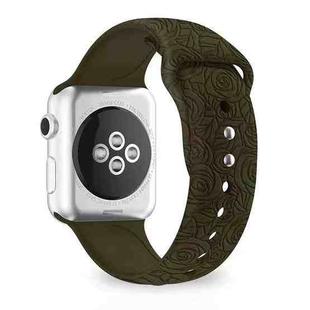 Rose Embossing Silicone Watch Band For Apple Watch Ultra 49mm / Series 8&7 45mm / SE 2&6&SE&5&4 44mm / 3&2&1 42mm(Khaki)