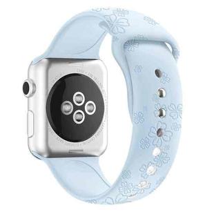 Four-leaf Clover Embossing Silicone Watch Band For Apple Watch Series 8&7 41mm / SE 2&6&SE&5&4 40mm / 3&2&1 38mm(Light Blue)