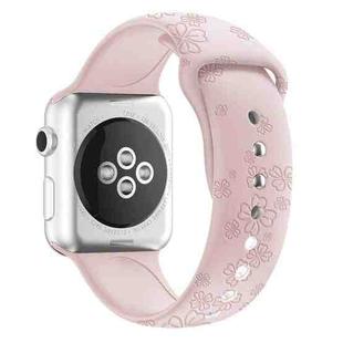 Four-leaf Clover Embossing Silicone Watch Band For Apple Watch Series 9&8&7 41mm / SE 3&SE 2&6&SE&5&4 40mm / 3&2&1 38mm(Pink Sand)