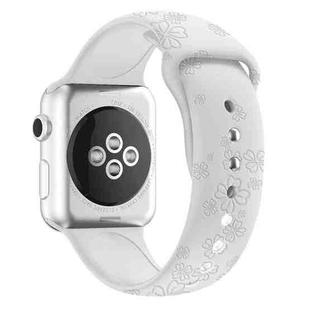 Four-leaf Clover Embossing Silicone Watch Band For Apple Watch Series 9&8&7 41mm / SE 3&SE 2&6&SE&5&4 40mm / 3&2&1 38mm(White)