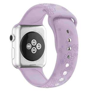 Four-leaf Clover Embossing Silicone Watch Band For Apple Watch Series 9&8&7 41mm / SE 3&SE 2&6&SE&5&4 40mm / 3&2&1 38mm(Purple)