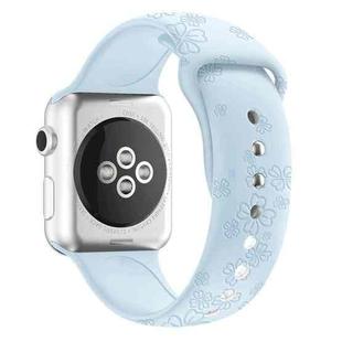 Four-leaf Clover Embossing Silicone Watch Band For Apple Watch Ultra 49mm / Series 8&7 45mm / SE 2&6&SE&5&4 44mm / 3&2&1 42mm(Light Blue)